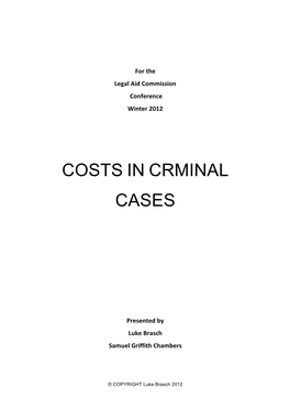 Recovering Costs in Criminal Matters