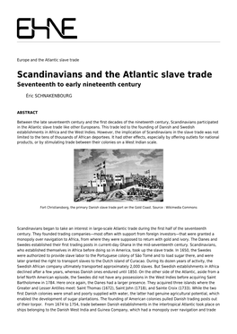 Scandinavians and the Atlantic Slave Trade Seventeenth to Early Nineteenth Century