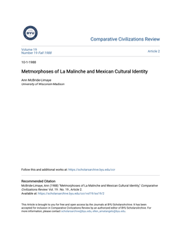 Metmorphoses of La Malinche and Mexican Cultural Identity