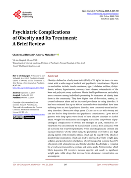 Psychiatric Complications of Obesity and Its Treatment: a Brief Review