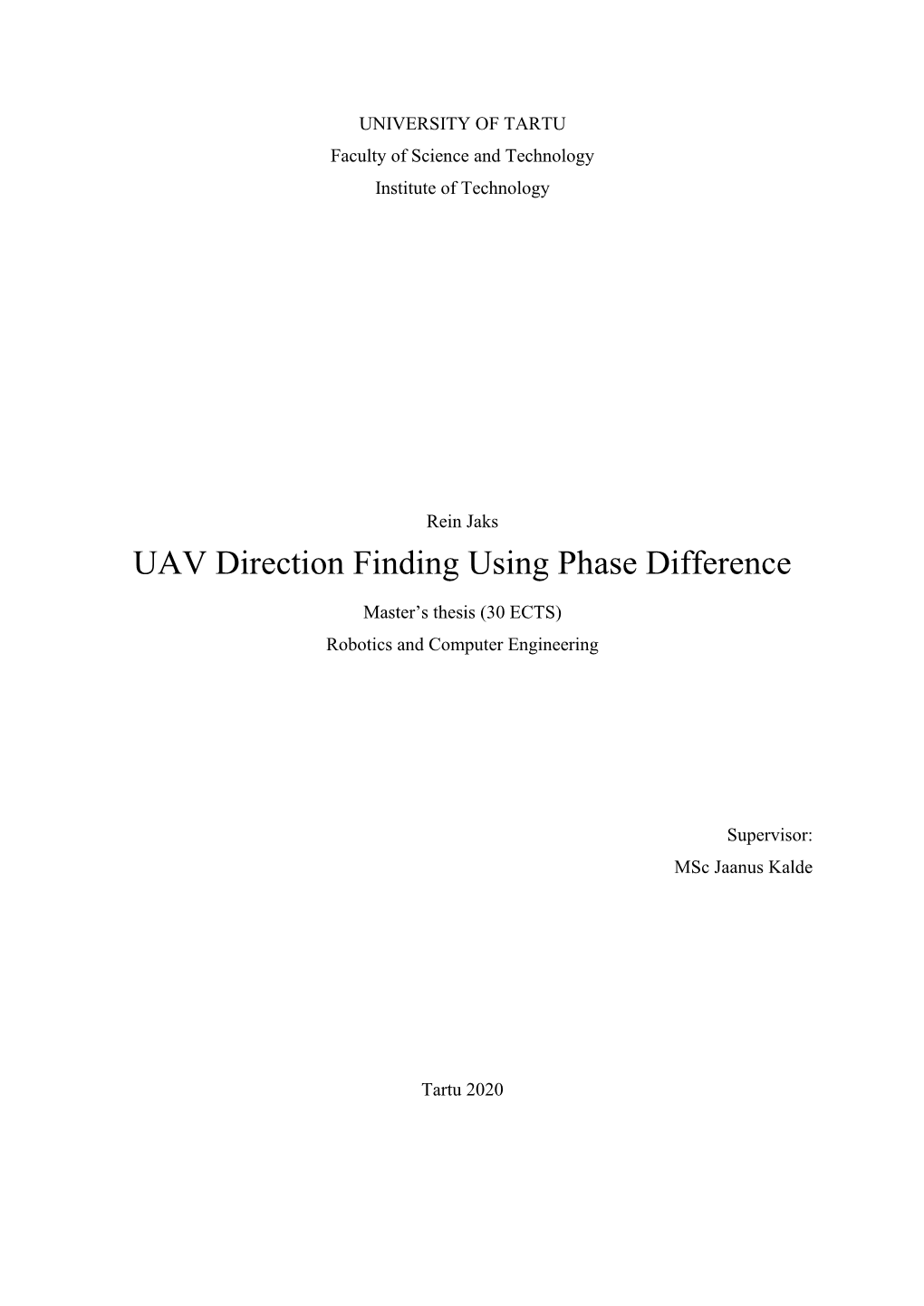 UAV Direction Finding Using Phase Difference