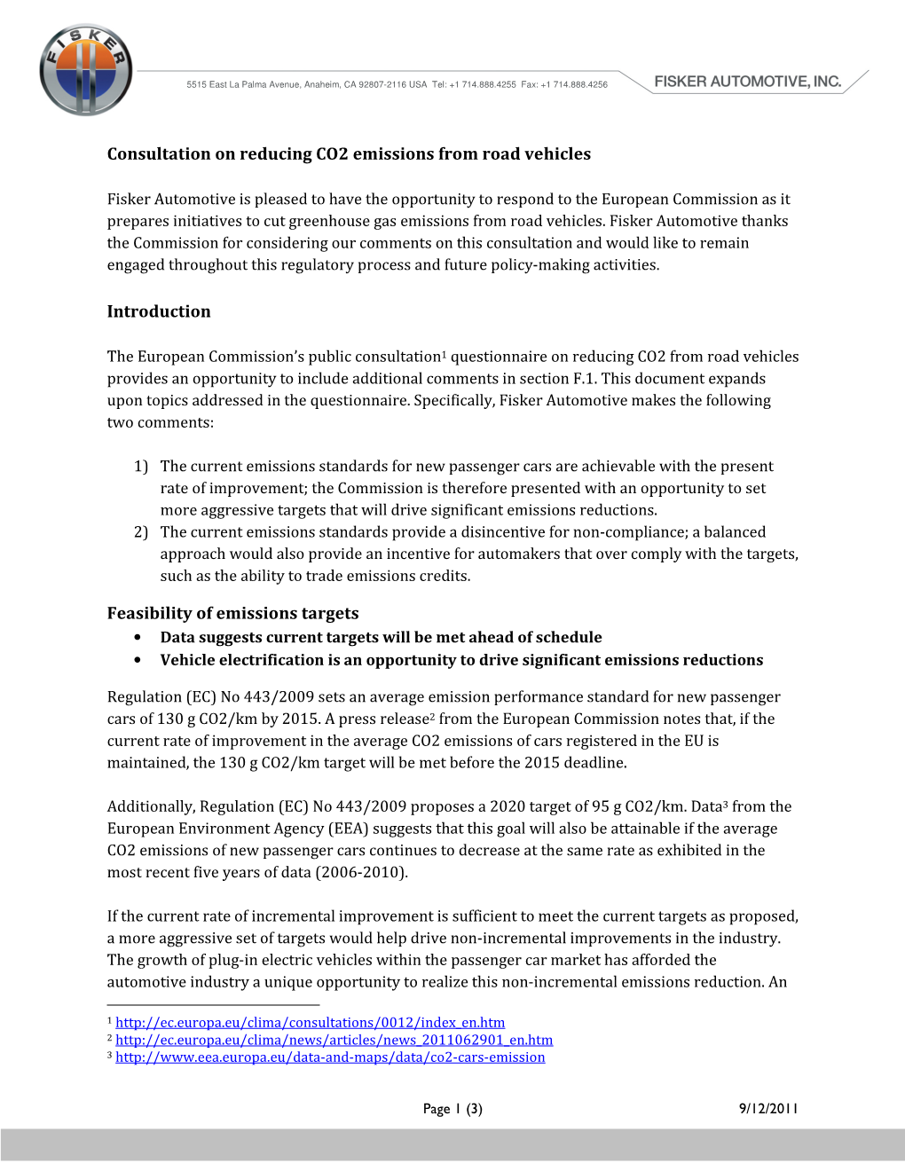 Consultation on Reducing CO2 Emissions from Road Vehicles