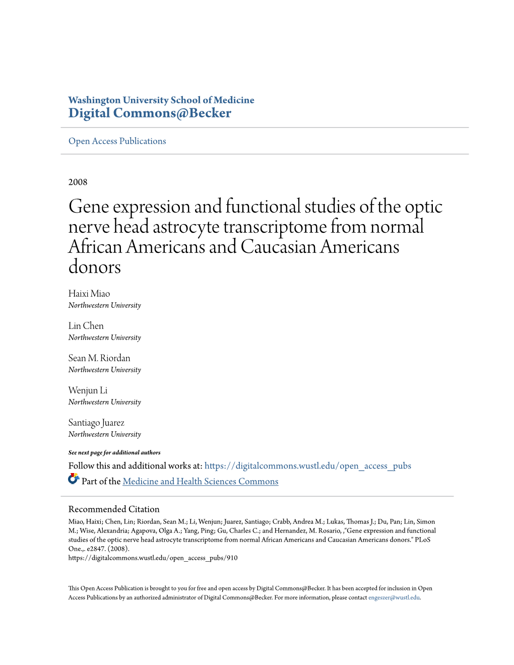 Gene Expression and Functional Studies