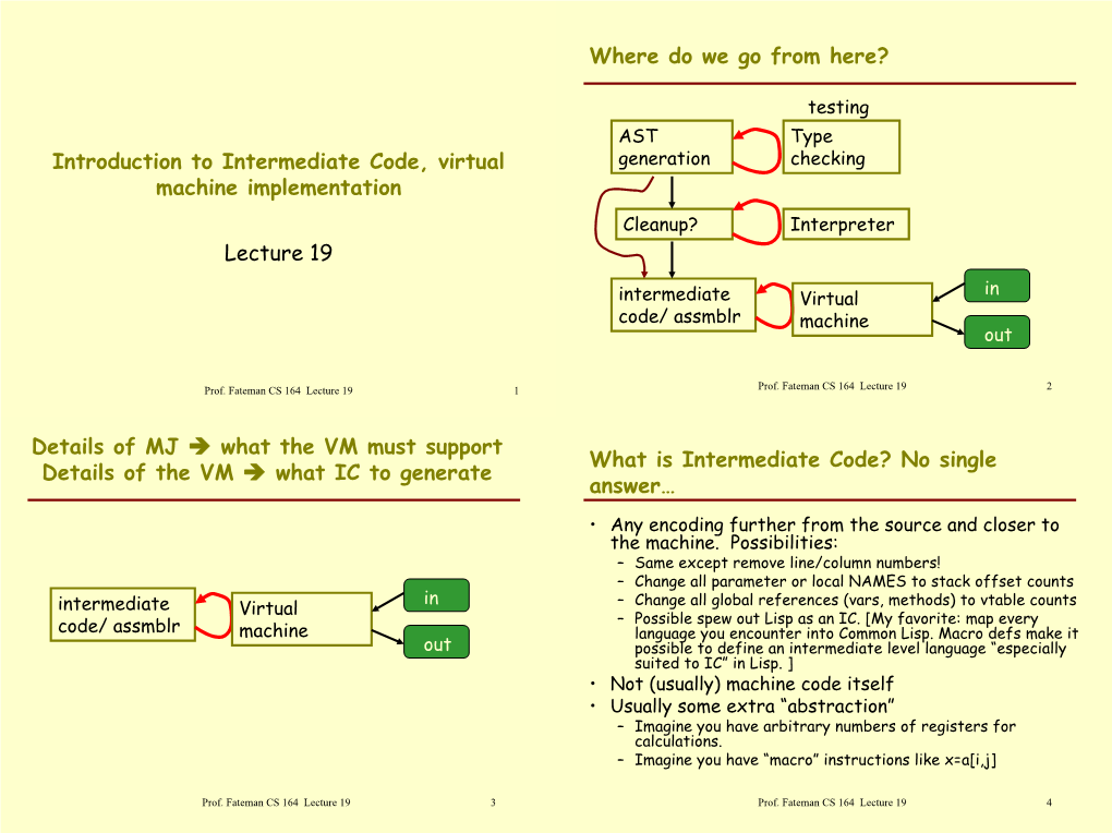 Introduction to Intermediate Code, Virtual Machine Implementation