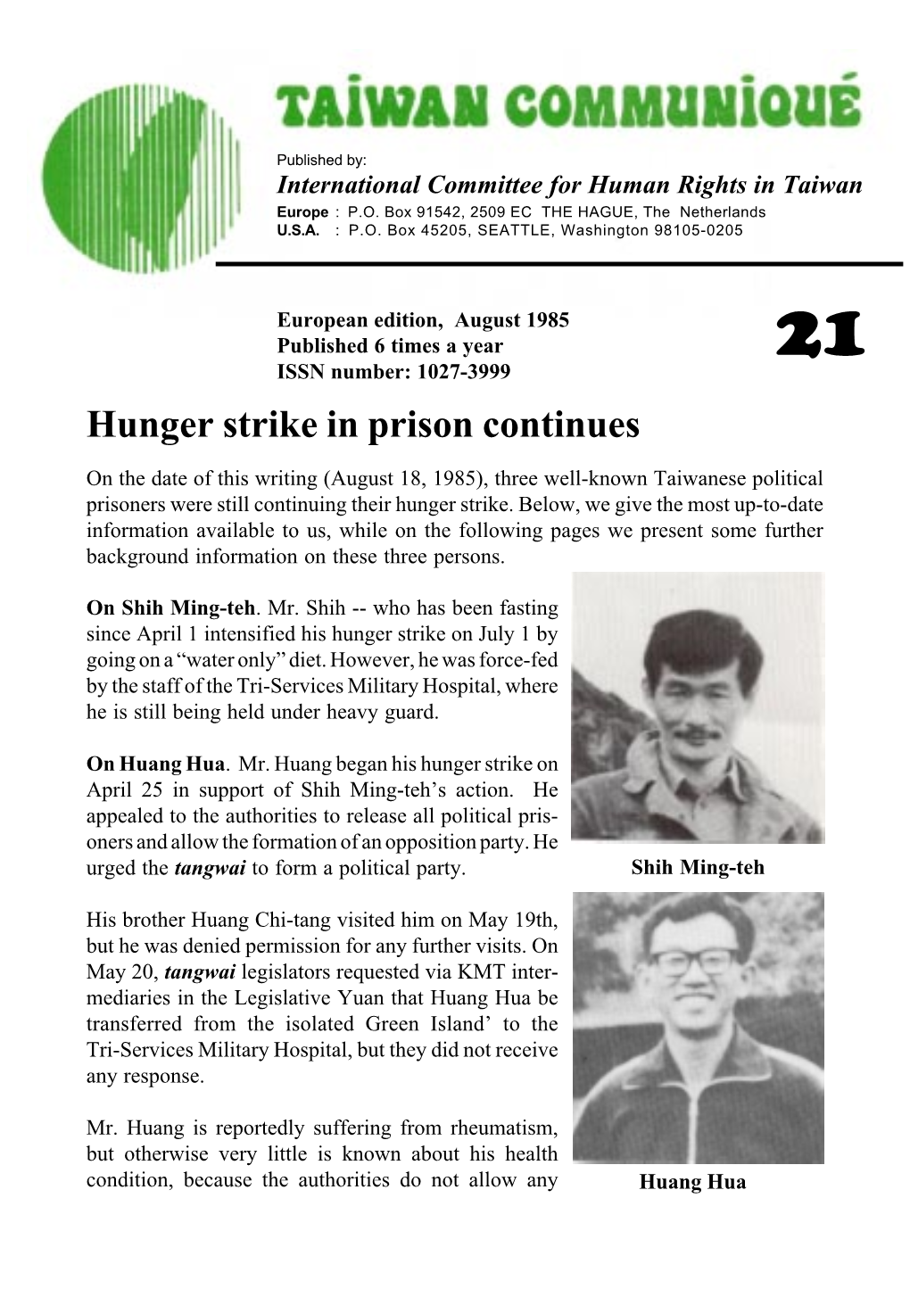 Hunger Strike in Prison Continues