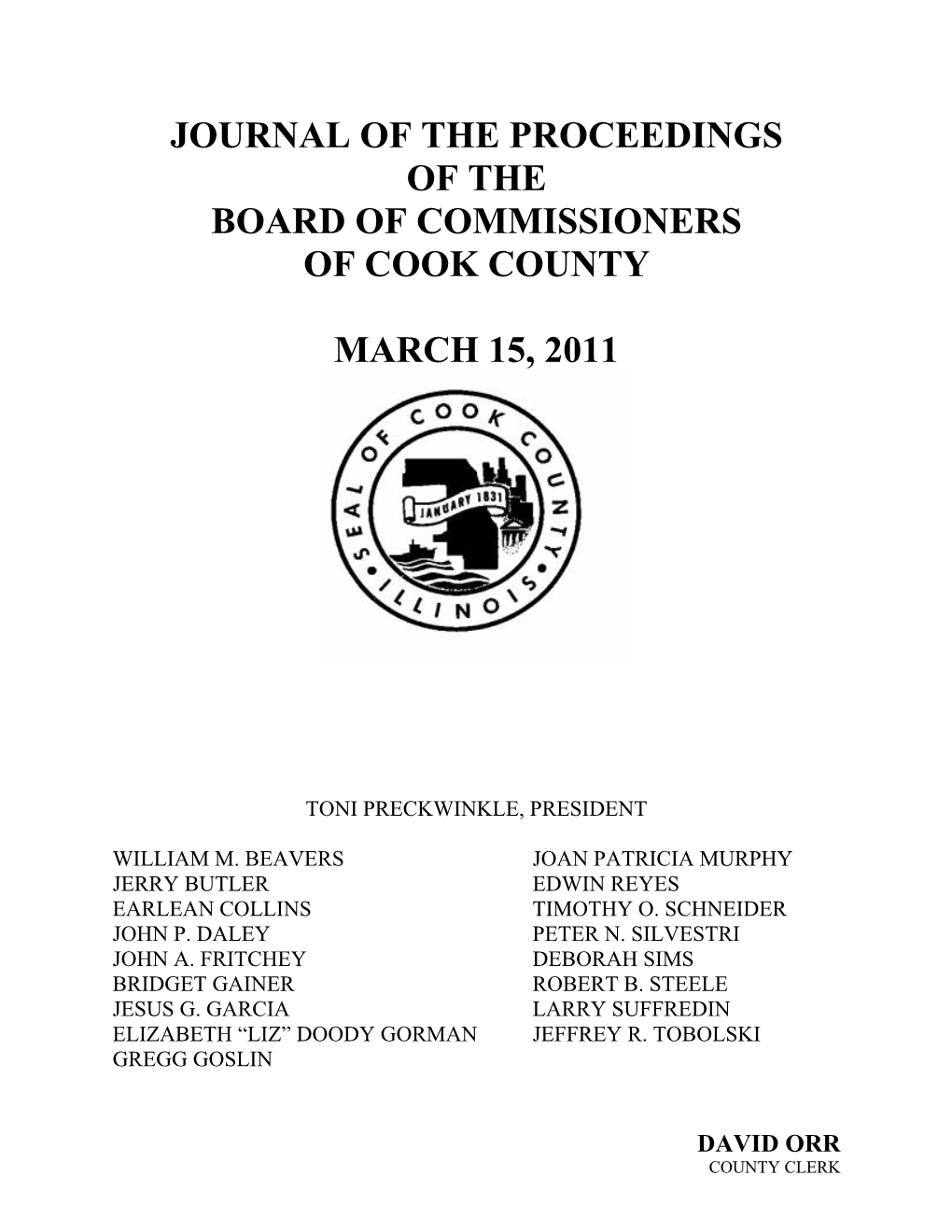 Journal of the Proceedings of the Board of Commissioners of Cook County
