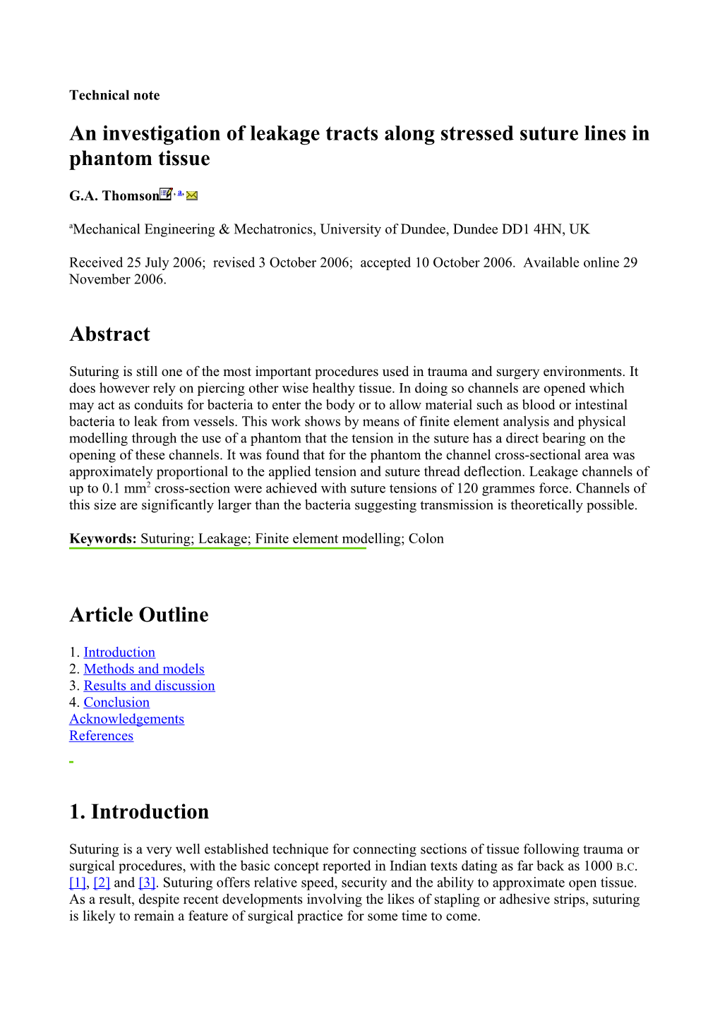 An Investigation of Leakage Tracts Along Stressed Suture Lines in Phantom Tissue