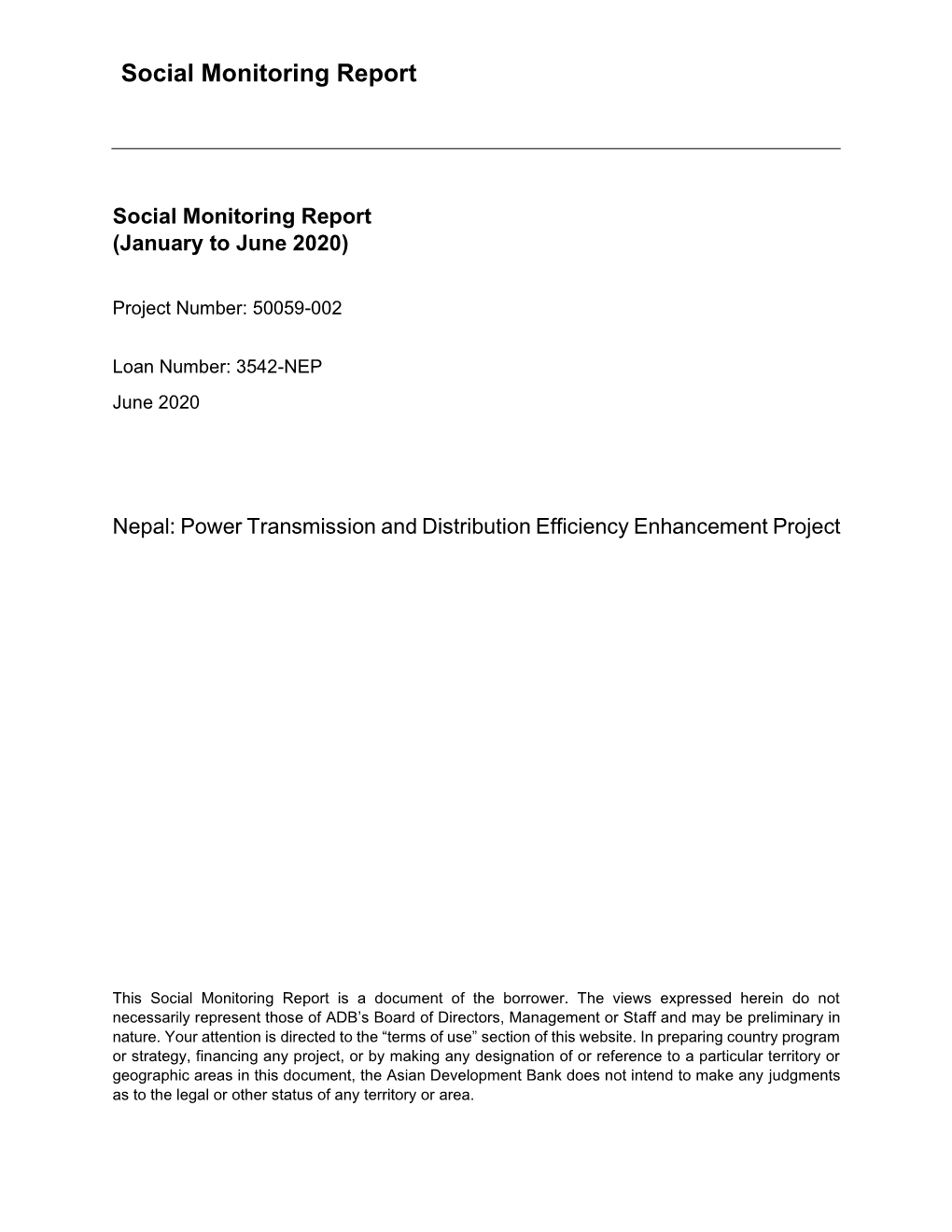 Social Monitoring Report