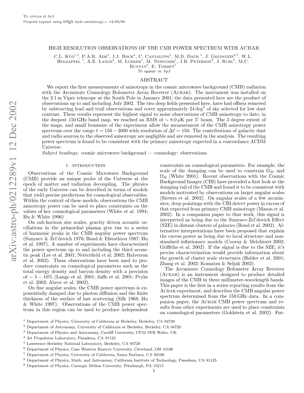 High Resolution Observations of the CMB Power Spectrum with ACBAR