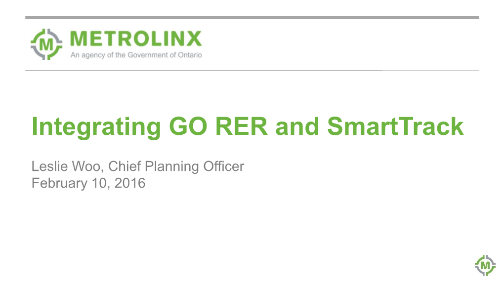 Integrating GO RER and Smarttrack