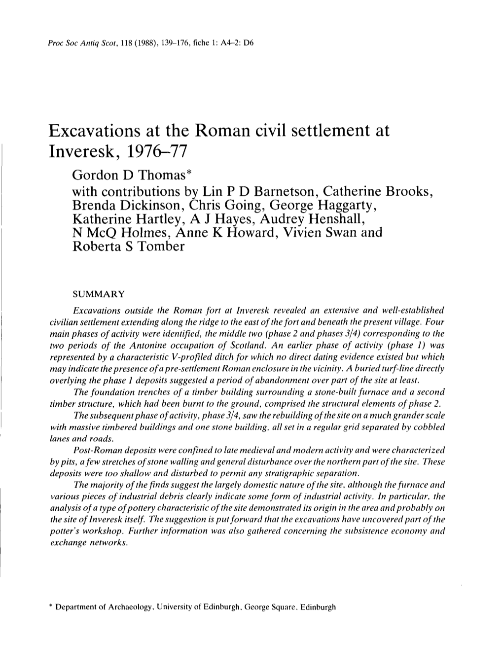 Excavations at the Roman Civil Settlement at Inveresk, 1976-77 141