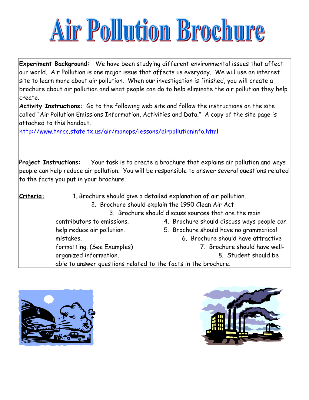 Experiment Background: We Have Been Studying Different Environmental Issues That Affect