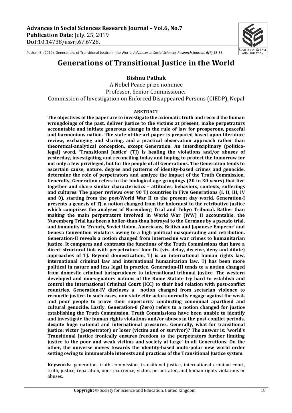 Generations of Transitional Justice in the World