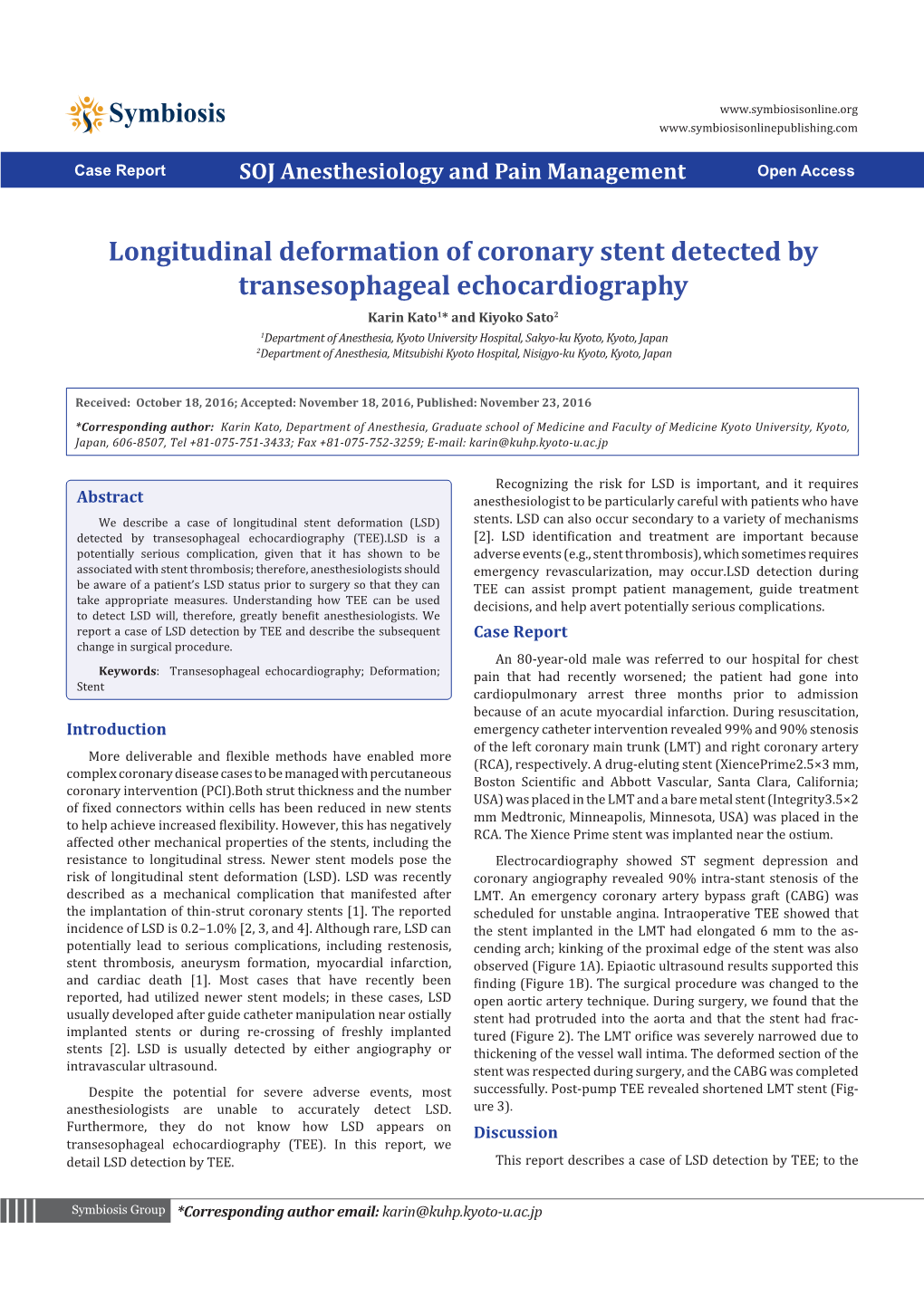 Longitudinal Deformation of Coronary Stent Detected by Transesophageal