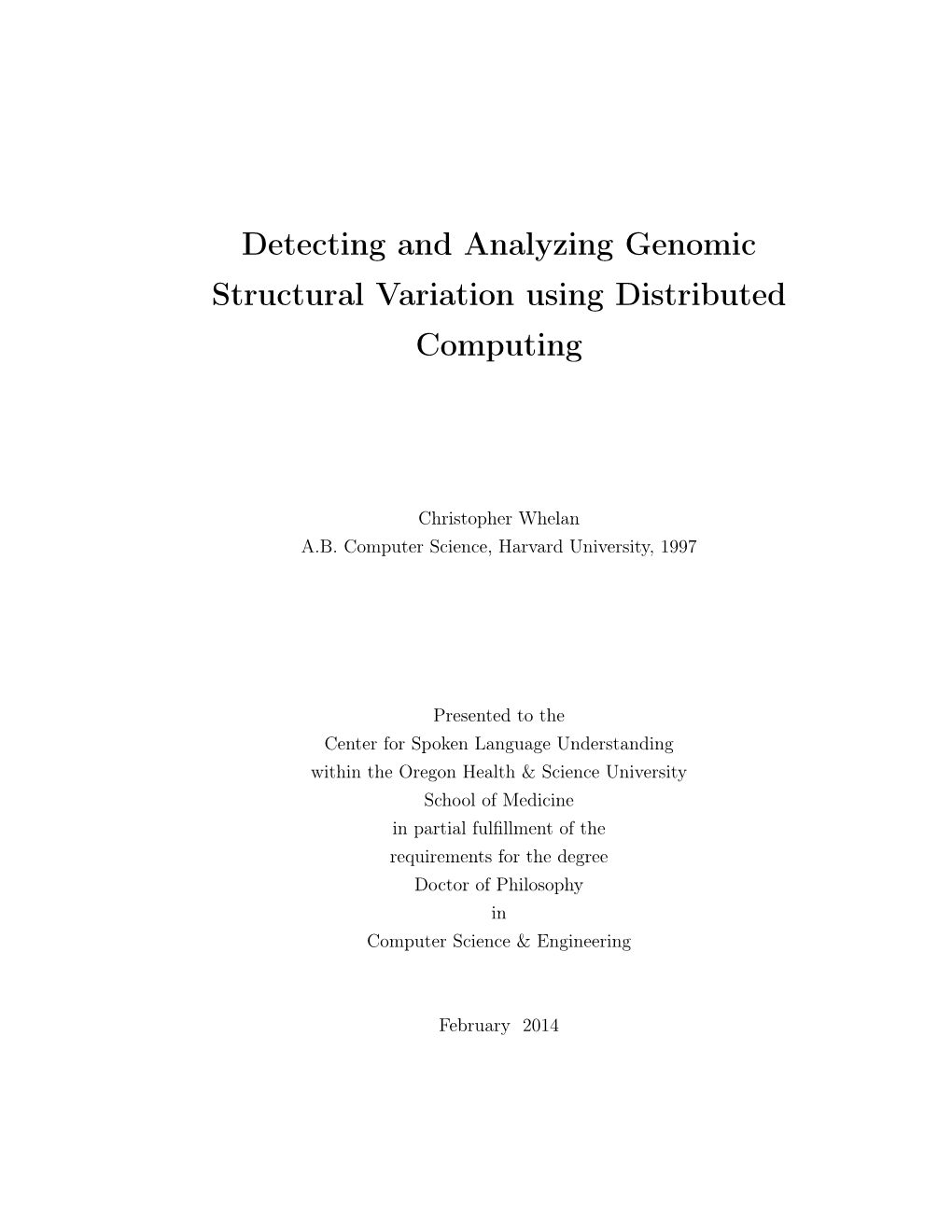 Detecting and Analyzing Genomic Structural Variation Using Distributed Computing