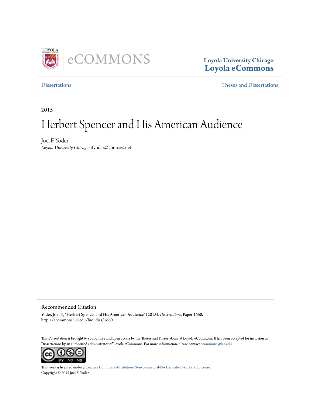 Herbert Spencer and His American Audience Joel F