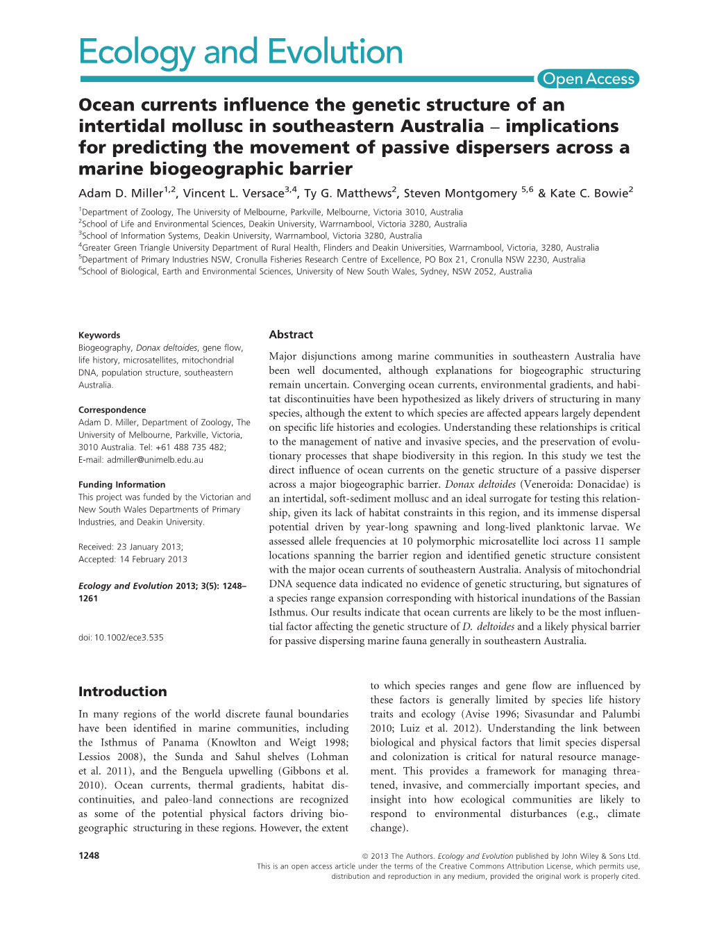 Ocean Currents Influence the Genetic Structure of an Intertidal Mollusc In