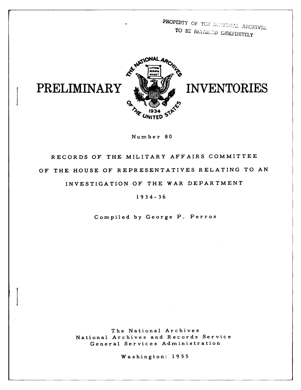 Records of the Military Affairs Committee of the House Of