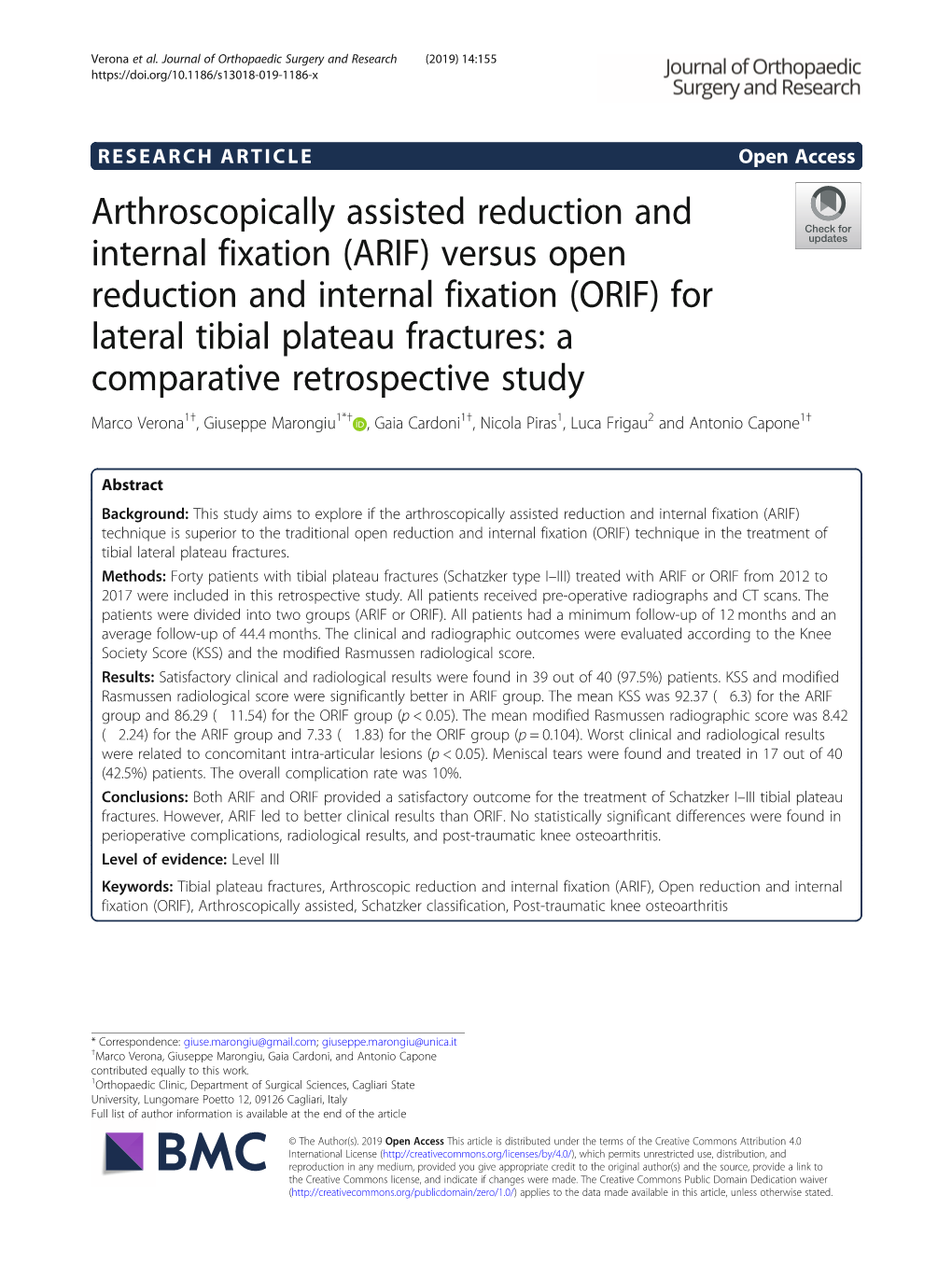 (ARIF) Versus Open Reduction and Internal Fixation (ORIF) for Lateral