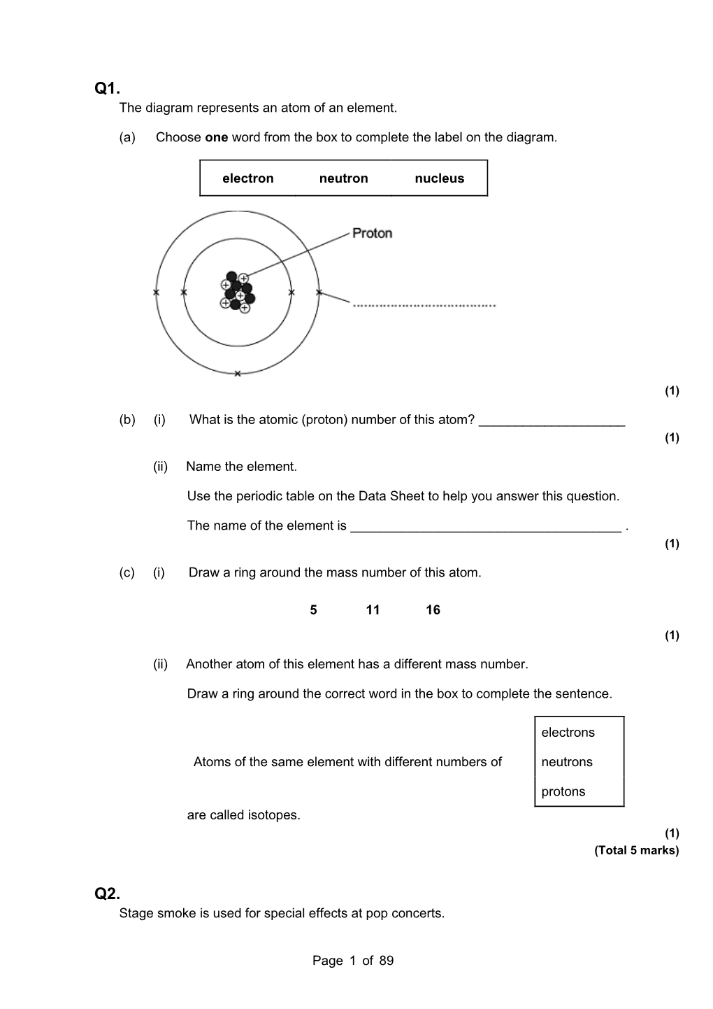 Unit 5 Exam Questions