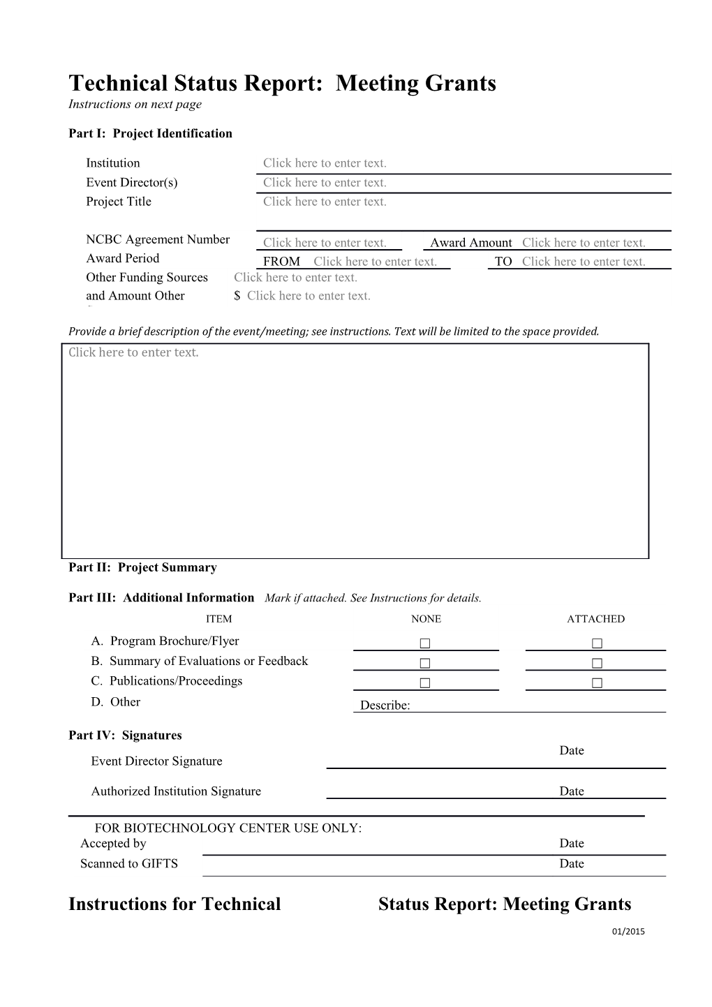 Technical Status Report: Meeting Grants