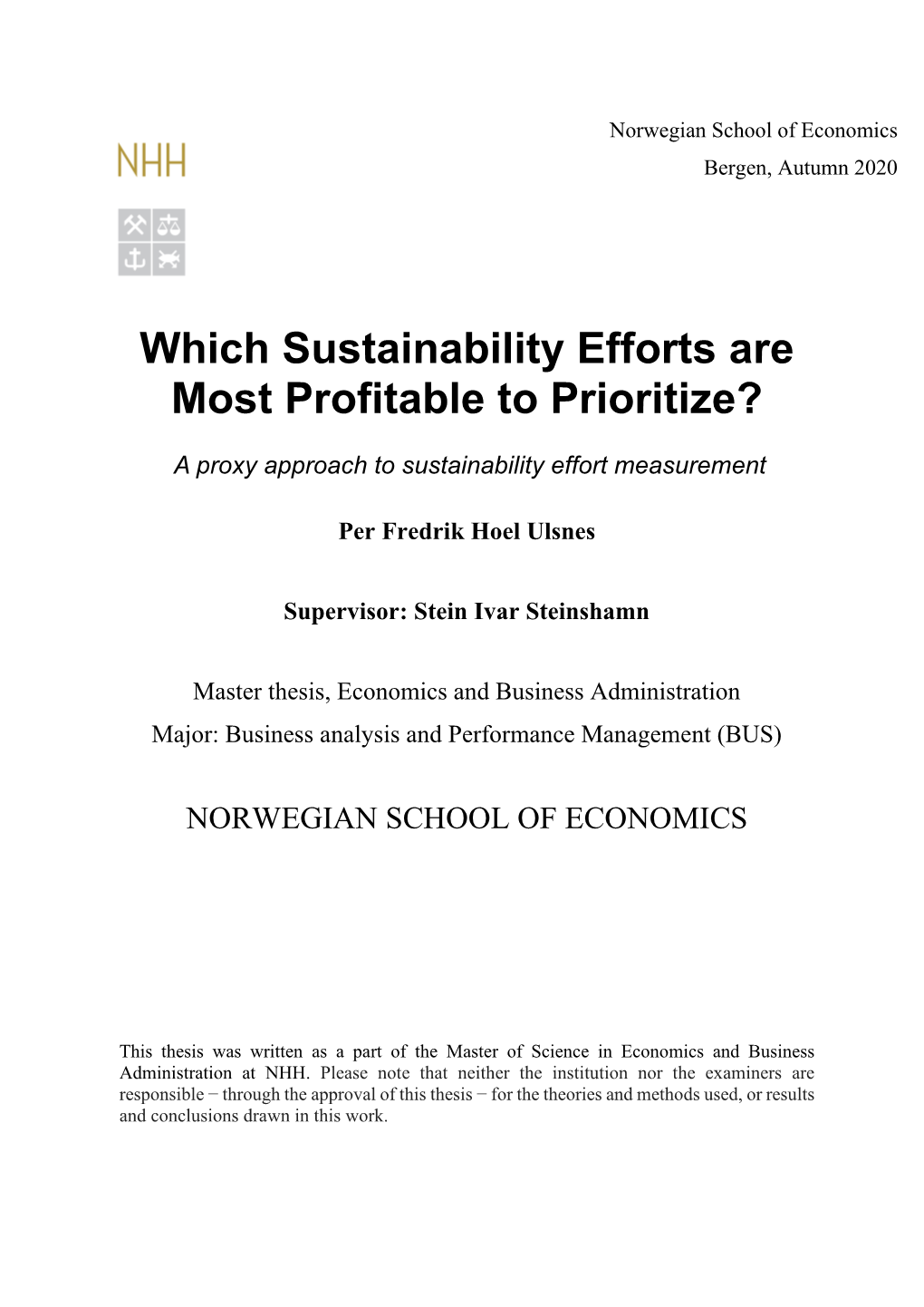 Which Sustainability Efforts Are Most Profitable to Prioritize?