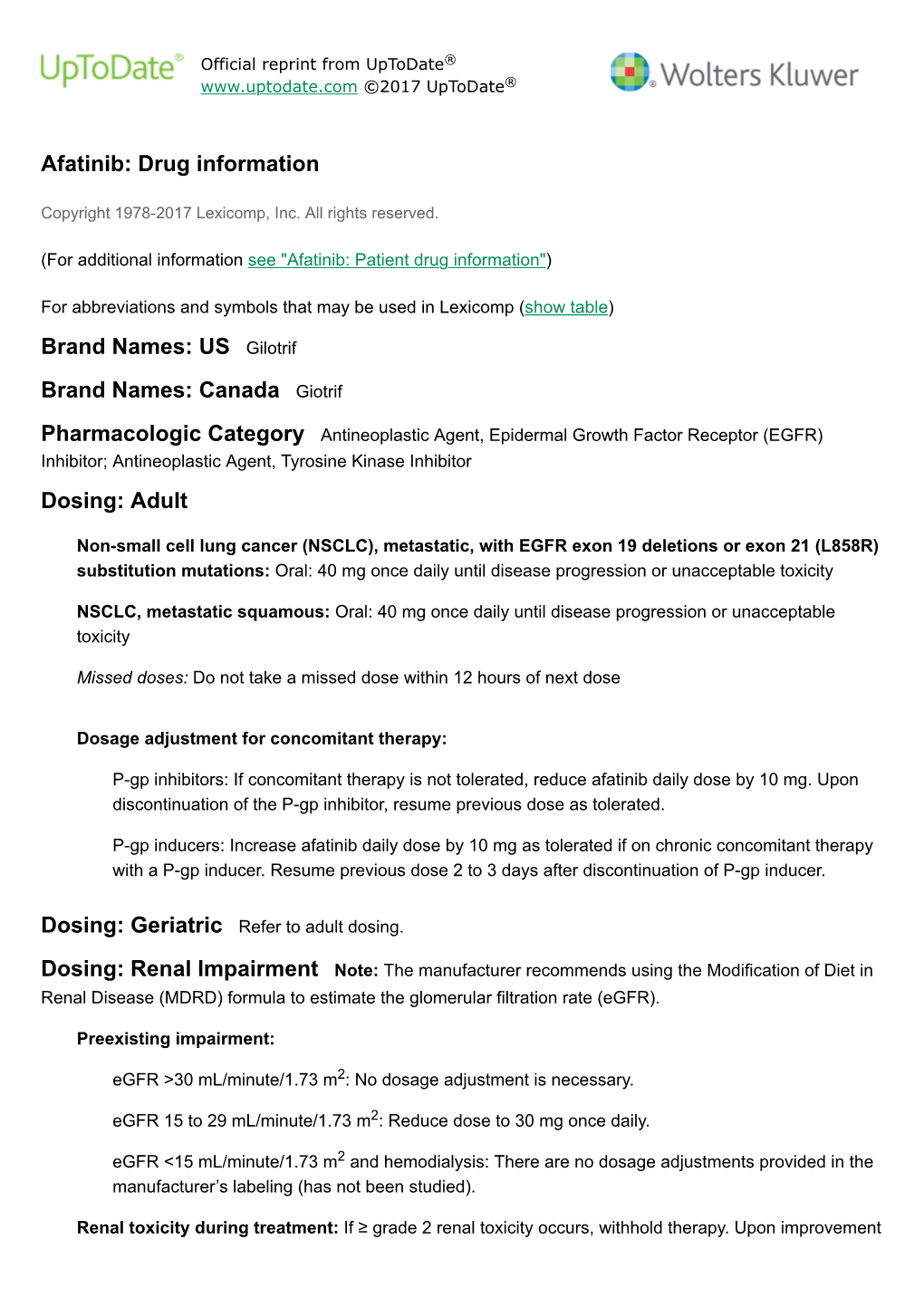 Afatinib: Drug Information