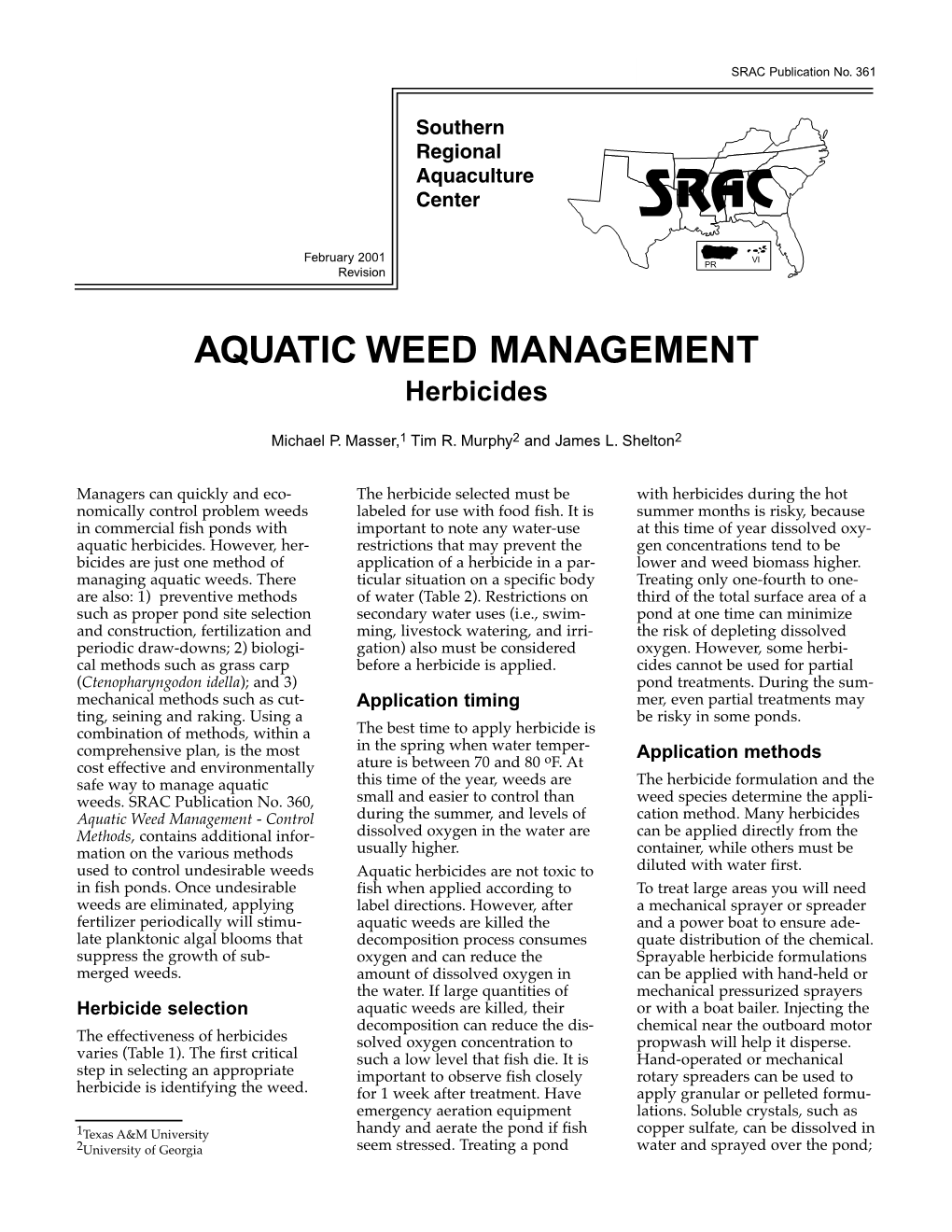 AQUATIC WEED MANAGEMENT Herbicides