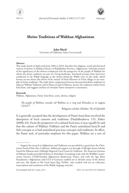 Shrine Traditions of Wakhan Afghanistan