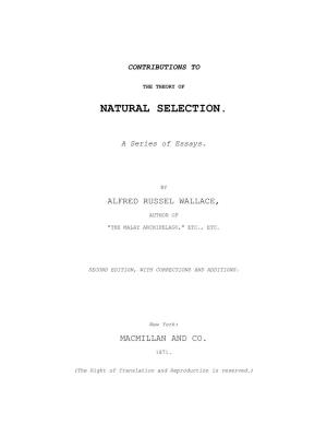 Contributions to the Theory of Natural Selection