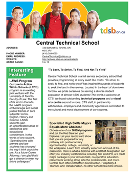 Central Technical School Profile
