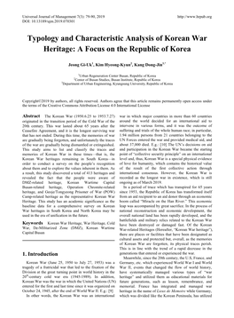 Typology and Characteristic Analysis of Korean War Heritage: a Focus on the Republic of Korea
