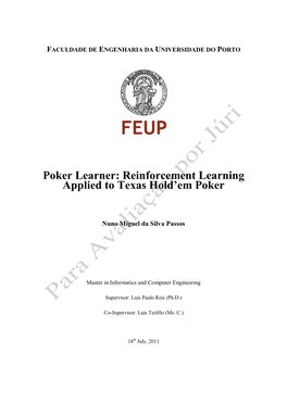 Poker Learner: Reinforcement Learning Applied to Texas Hold'em
