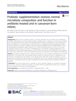 Probiotic Supplementation Restores Normal Microbiota Composition And