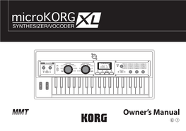 Microkorg XL Owner's Manual