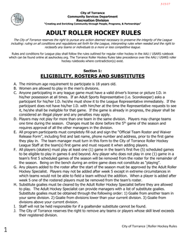 Torrance Roller Hockey League Rules