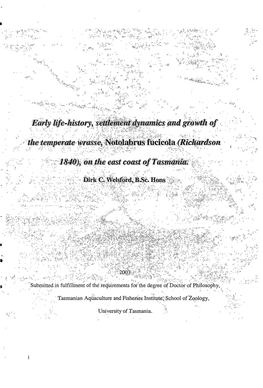 Early Life-History, Settlement Dynamics and Growth of The