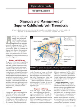 Diagnosis and Management of Superior Ophthalmic Vein Thrombosis