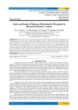 Study and Design of Bofossou Hydroelectric Microplant in Macenta Prefecture - Guinea