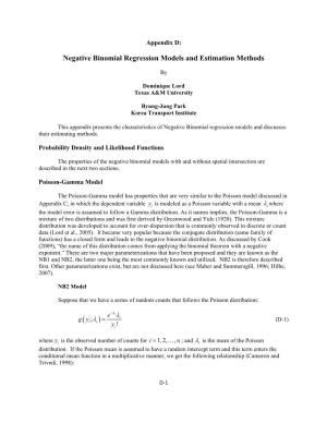 Negative Binomial Regression Models and Estimation Methods
