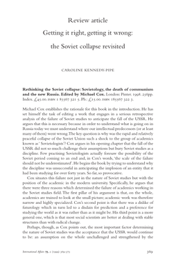 Review Article Getting It Right, Getting It Wrong: the Soviet Collapse Revisited