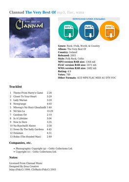 Clannad the Very Best of Mp3, Flac, Wma