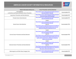 American Cancer Society Information & Resources
