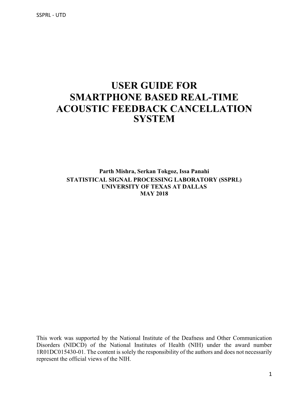 User Guide for Smartphone Based Real-Time Acoustic Feedback Cancellation System