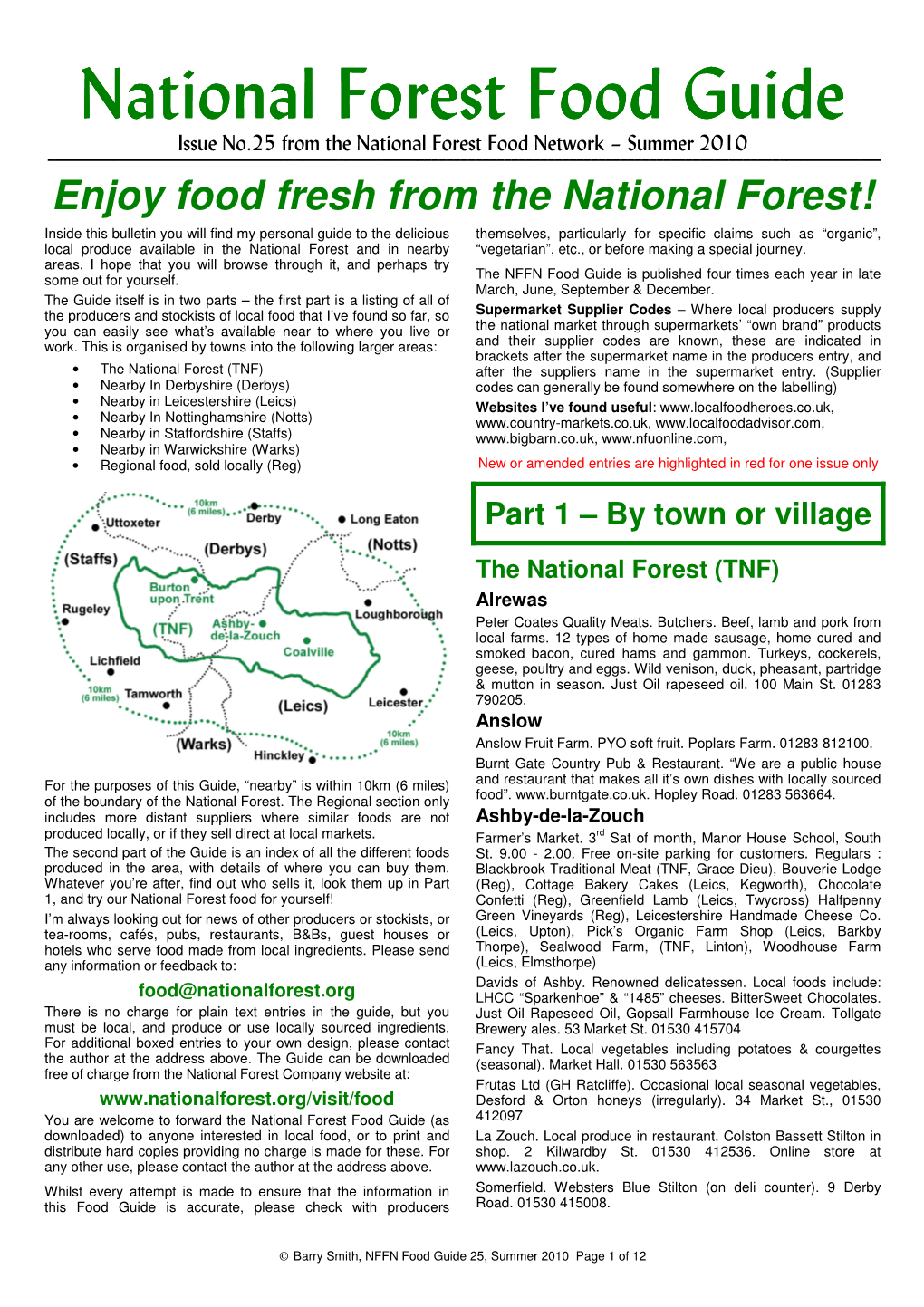 National Forest National Forest Food Guide