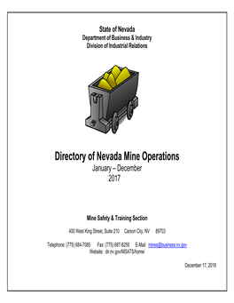 Directory of Nevada Mine Operations January – December 2017