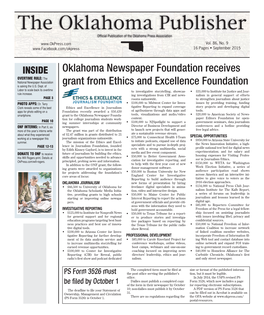 The Oklahoma Publisher Official Publication of the Oklahoma Press Association