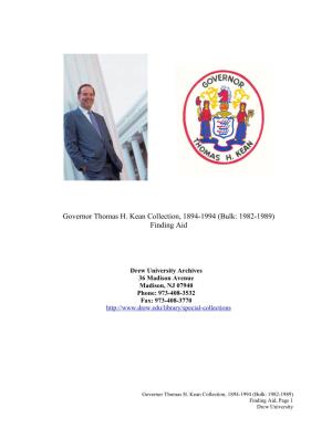 Governor Thomas H. Kean Collection, 1894-1994 (Bulk: 1982-1989) Finding Aid