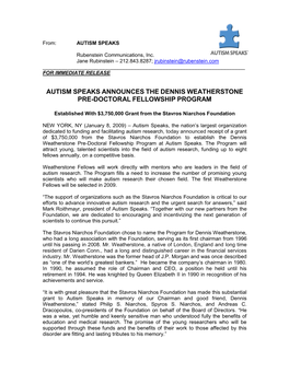 Autism Speaks Announced Today Almost $5 Million in Funding Of