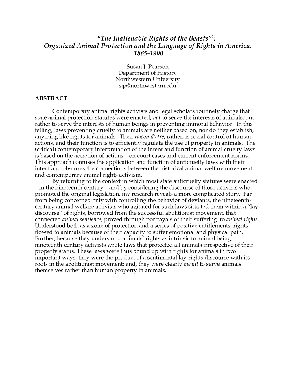 1: Organized Animal Protection and the Language of Rights in America, 1865-1900